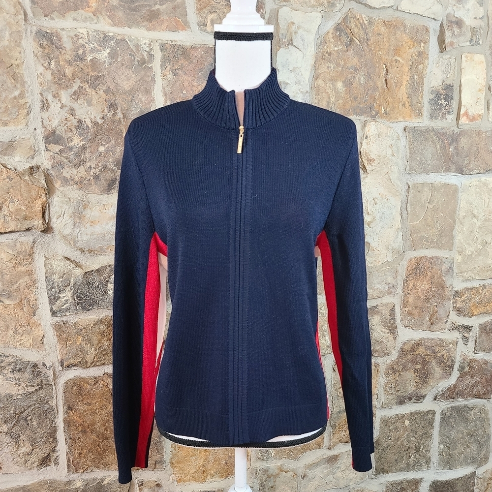 St John Santana Knit Americana USA Zip Jacket